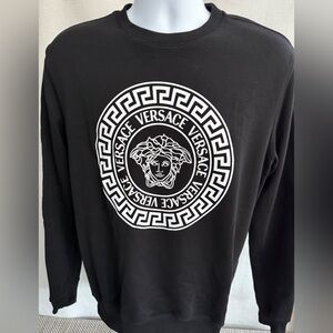 Versace Black Crewneck Sweatshirt with White Medusa Emblem